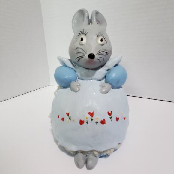 Vintage Hand Made Mom Pop Mice Statue Figurine 7 inch Grandma Grandpa Mouse - Picture 4 of 15